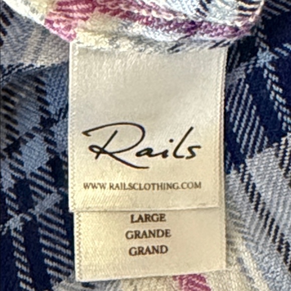 Rails Hunter Plaid Button Down Shirt Flannel Ivory Bluebell Pink Size Large - Picture 7 of 9